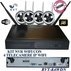 kit videosorveglianza wireless wifi 4 telecamere dvr monitor audio 32gb