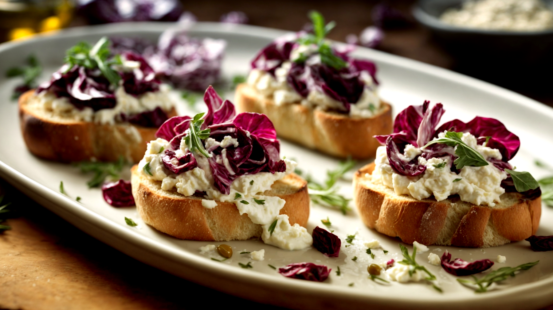 Crostini toscani radicchio ricotta"