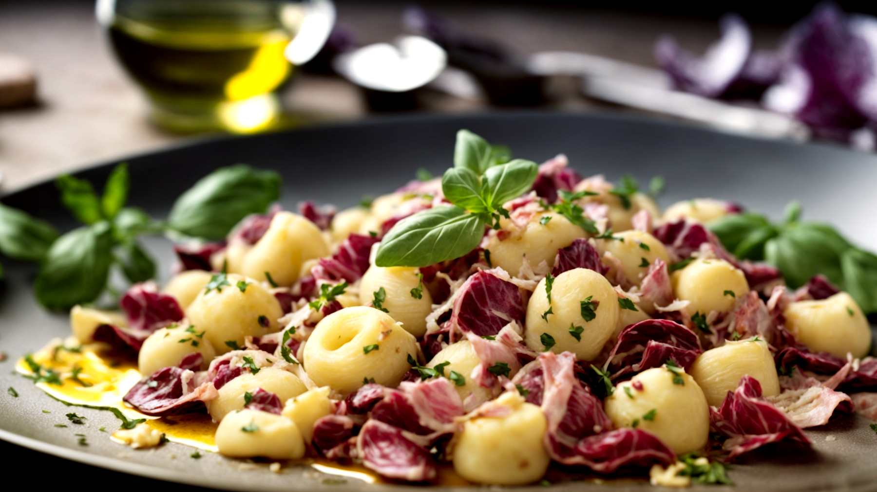 Gnocchi di patate radicchio di Treviso speck"